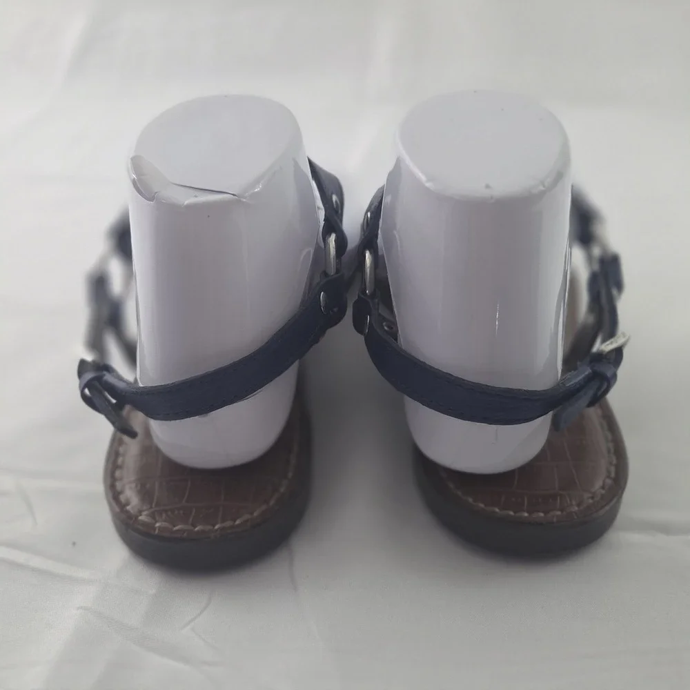 Sam Edelman Greta Sandals Womens 9 Navy Blue Leather Quiet Luxury Resort Coastal